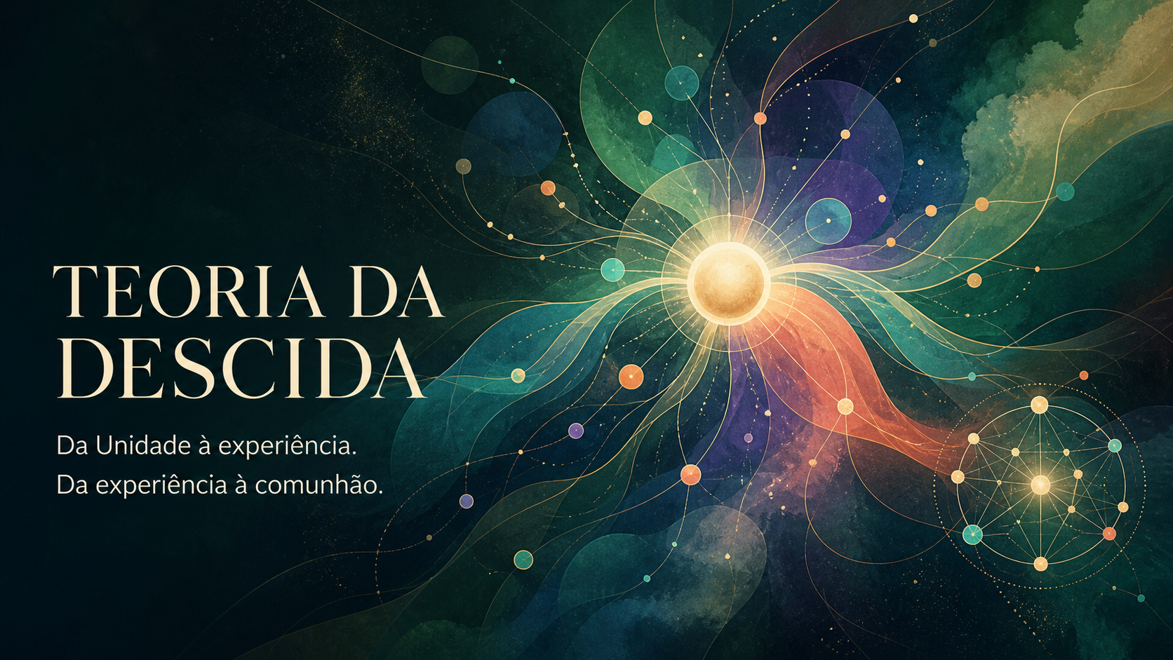 Ilustração colorida da Teoria da Descida: da Unidade à experiência e da experiência à comunhão
